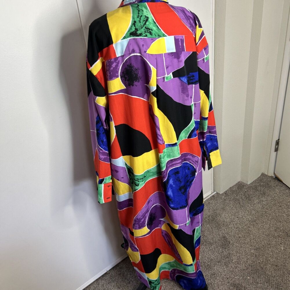 Rainbow Abstract Watercolor Shirt Dress Art Teacher Core  1XL - Picture 5 of 5